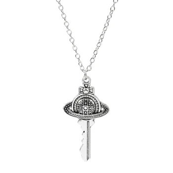 Ретро Ожерелье с ключом от Планеты Вселенная, Корейское женское ожерелье в стиле хип-хоп серебристого цвета с подвеской Для друзей, Креативные ювелирные подарки