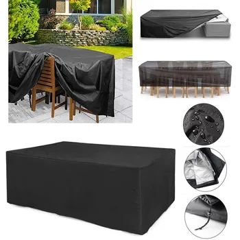 Настоящий наружный чехол из 100% полиэстера черного цвета, современные универсальные чехлы, брезентовый чехол для садовой мебели
