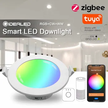Умный Светодиодный светильник Zigbee 3,0 RGB + CW + WW, 3,5-Дюймовый Круглый Потолочный Светильник, Работающий с мостом-концентратором Lightify Hub Echo Plus, приложение /Alexa