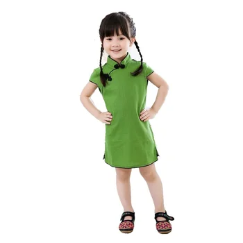Китайское платье, одежда для маленьких девочек, летний стиль, детское платье, ЦИПАО, чонсам, чи-пао, хлопковые традиционные платья