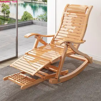 Портативное Бамбуковое кресло-качалка для путешествий, Уличная садовая мебель, Кресло для сна на балконе, Кресло для отдыха пожилых людей, Складной шезлонг