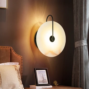 настенный светильник в стиле постмодерн Из натурального мрамора, Индивидуальное прикроватное бра для поверхностного монтажа, украшение спальни, роскошный светильник