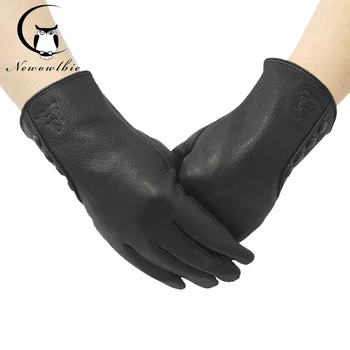 Новые женские перчатки из овчины, кожаные зимние теплые пуховые женские мягкие женские перчатки из оленьей кожи, высококачественные перчатки