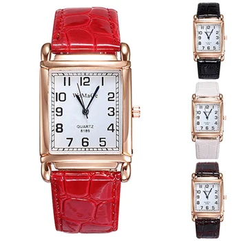 Мужские женские часы С кожаным ремешком и квадратным циферблатом, кварцевые аналоговые наручные часы 1MYV 4CZB 6T31