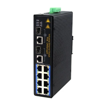Неуправляемый промышленный коммутатор Ethernet UTP с POE-оптоволоконным медиаконвертером 1000Base-FX + 2 мультиплексирующих электричества + 8 100Base-TX