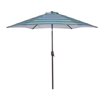 Настольный зонт для продажи на открытом воздухе в Патио длиной 8,6 фута с кнопкой наклона и рукояткой \ В Синюю полоску [Основание зонта отсутствует