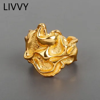 Кольца LIVVY Неправильной ширины Для женской пары, креативный Модный Винтажный Открытый Регулируемый Серебряный ювелирный подарок