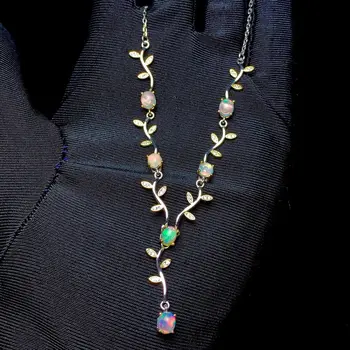 Ожерелья из стерлингового серебра 925 пробы с опалом для женщин, классические свежие и элегантные подвески, серебряное ожерелье с золотым наполнением