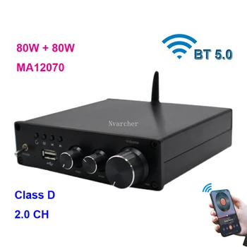 Nvarcher Bluetooth 5,0 U диск Infineon MA12070 Стерео Цифровой аудио Усилитель мощности класса D 80 Вт * 2 HIFI Усилитель Регулировка эквалайзера