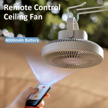 Новый Летний Вентилятор-охладитель Воздуха Xaomi со Светодиодной Лампой Дистанционного Управления, Перезаряжаемый USB-Блок Питания, Потолочный Вентилятор с 3 Передачами, Настенный Вентилятор