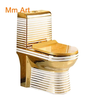 Художественный Золотой Унитаз в Европейском Стиле, цельный Туалетный Столик с Гравитационным Сливом