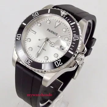40 мм белый циферблат Parnis Сапфировое стекло 21 jewel Miyota автоматические мужские часы P462