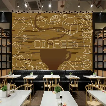 Модный Коричневый Современный минималистичный кафе Чайный магазин Промышленное оформление Обои Ресторан Фон Обои 3D Фреска