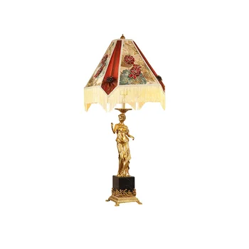 Французская настольная лампа DINGFAN, Полностью Медная, Главная Спальня, Кабинет, Вилла, Прикроватная лампа в европейском ретро Стиле, Свадебная Настольная лампа
