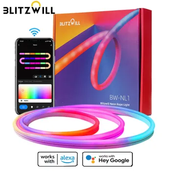 Blitzwill светодиодные ленты с Подсветкой 3 М RGBIC DIY Неоновый Светильник с управлением приложением WiFi Работа с Alexa Сегментируемые светодиодные лампы с изменением цвета