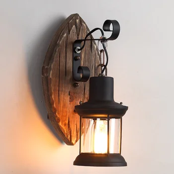Американский ретро индустриальный стиль, ностальгический бар, кофейня, прикроватный персонализированный настенный светильник из дерева в виде лодки