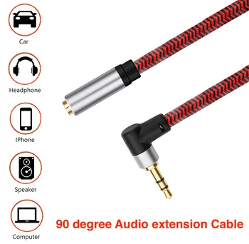 Прямоугольный 3,5 мм аудио-стерео кабель от мужчины к женщине с медью, совместимый с iPhone, планшетами, Beats, гарнитурой PS4, красный 10 м