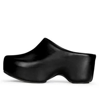 Новые американские подиумные тапочки Baotou с круглым носком на высоком каблуке и толстой подошве, трансграничная внешняя торговля, женские босоножки большого размера