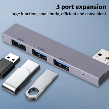 3 в 1 USB-концентратор 3 порта Расширенный штекер Тонкий Портативный Тип C/USB Высокоскоростной USB-концентратор для компьютерных аксессуаров