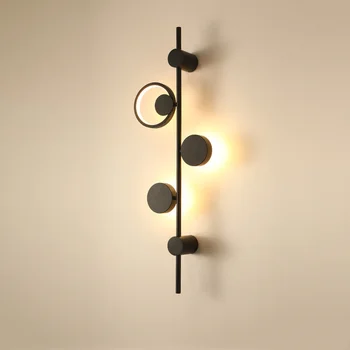 Креативный настенный светильник в Скандинавском Стиле, Современная гостиная, Спальня, Светодиодное настенное бра, Золотой, черный, железный Фон, декор, Светильник для внутреннего освещения