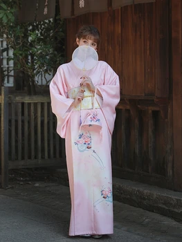 Женское японское традиционное Кимоно с принтом вишневого цвета, вечерние весенние Юката, винтажное платье для фотосъемки, костюм для косплея
