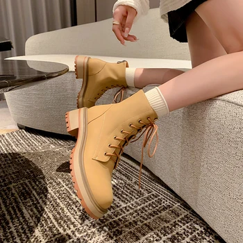 2022 новые женские ботильоны из натуральной воловьей кожи 22-25 см, современные ботинки с круглым носком, молния сзади, модные ботинки на платформе со шнуровкой