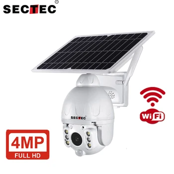 SECTEC 4-Мегапиксельная Солнечная камера Wifi Наружная Солнечная Энергия Cctv Cloud Ai Human Detect 4-КРАТНЫЙ Зум ИК Ночного видения PIR Беспроводной
