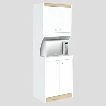 Кухонный шкаф для микроволновой печи Inval Galley из ламината с 4 дверцами и 4 полками, белый