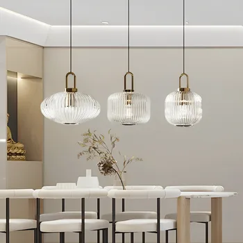 Скандинавские минималистичные стеклянные подвесные светильники Японская светодиодная подвесная лампа для столовой, кухни, прикроватной тумбочки, украшения дома, подвесной светильник