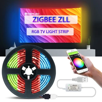 Smart Zigbee TV RGB Lights Strip APP Control для подсветки HDTV с диагональю 40-60 дюймов с питанием от USB работает с Alexa Echo plus SmartThings Hub