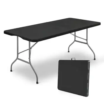 складной стол длиной 6 футов, портативные пластиковые столы для вечеринки, пикника, кемпинга, черный многофункциональный складной стол для кемпинга на открытом воздухе