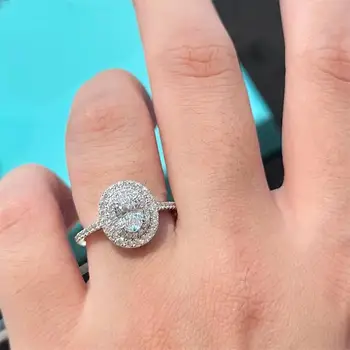 Двухрядное кольцо с бриллиантом, кольцо из стерлингового серебра, высококачественный холодный стиль, чистый красный ретро-свет, роскошный дизайн ниши, изысканный указательный палец