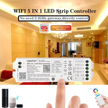 Miboxer WL5 одноцветный/Двойной белый/RGB/RGBW/RGB + CCT Wifi 5 в 1 светодиодная лента контроллер 12V 24V Tuya App, пульт дистанционного управления 2.4G