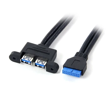 Xiwai Двухпортовый USB 3.0 с гнездовым винтом для крепления к материнской плате 20-контактный кабель 50 см без кронштейна