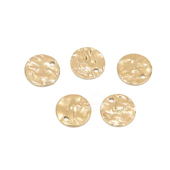20 штук кованых дисковых подвесок 8 мм, 10 мм, 12 мм, Позолоченные круглые пустые бусины из нержавеющей стали для изготовления браслетов-ожерелий своими руками