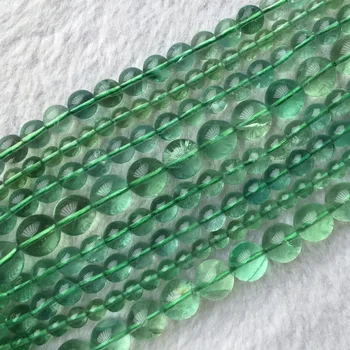Подлинный натуральный ААА Высококачественный прозрачный зеленый флюорит, полудрагоценные камни, круглые бусины 15 