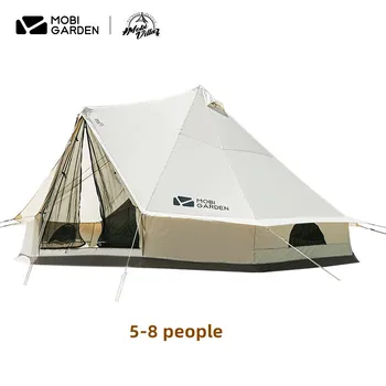 MOBI GARDEN Походная палатка для кемпинга на открытом воздухе, Семья из 5-8 человек, Большое пространство Для Кемпинга, Плотная Хлопчатобумажная ткань, Походное снаряжение на природу