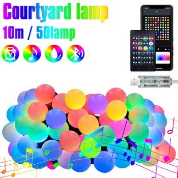 10 М RGBIC Умные светодиодные гирлянды с подсветкой для извлечения цвета из камеры Bluetooth App Control USB Strip Light Fairy Light Garland Decor