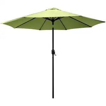 9-футовый зонт для патио с рукояткой и наклоном-зеленый для сада на открытом воздухе