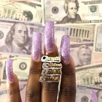 3 метра 2020 Новое модное кольцо в стиле панк с буквами, индивидуальное кольцо в стиле хип-хоп, женское кольцо с пользовательским именем, золотой подарок