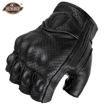 Дышащие перчатки Без пальцев, Летние Мотоциклетные Перчатки Из овчины, Перчатки для мотокросса, Ретро-Мото, Мотоциклетные перчатки, Guantes Moto