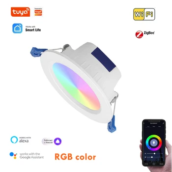Умный Потолочный светильник Zigbee Светодиодный светильник Tuya Smart Things App RGBCW С регулируемой Яркостью Alexa Yandex Alice Voice