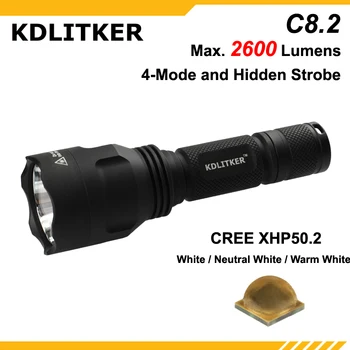 Мощный KDLITKER C8.2 Cree XHP50.2 2600 Люмен Высокой мощности для кемпинга на открытом воздухе, тактический светодиодный фонарик 18650 (1 шт.)