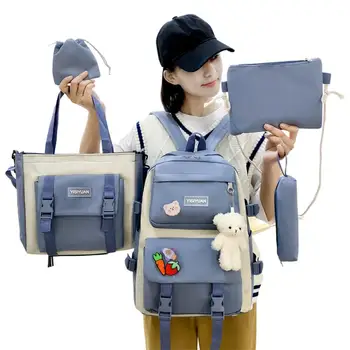 Набор детских рюкзаков для школы, 5-в-1, Комбинированные Школьные сумки для книг, включая рюкзак, чехол для карандашей, Маленькая сумка для хранения, Сумочка Маленькая