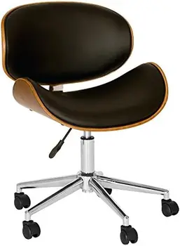 Офисное кресло из черной искусственной кожи с хромированной отделкой, 33 