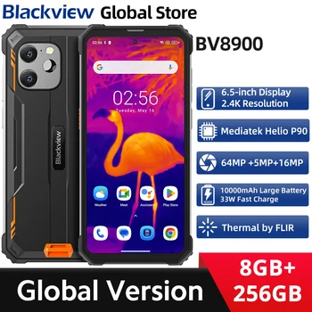 Blackview BV8900 Прочный Android 13 с 6,5-дюймовым дисплеем 8 ГБ 256 ГБ Helio P90 Mobile Thermal Upgrade От FLIR®