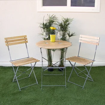 Набор для бистро в патио со столом и 2 стульями из 3 предметов, Коричневая уличная мебель