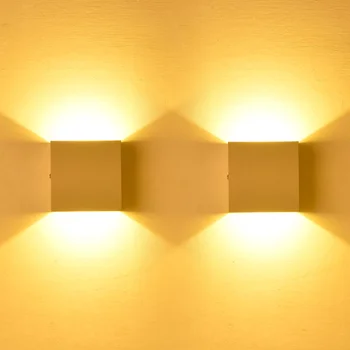 Светодиодный настенный светильник с теплым светом / белый алюминиевый светильник мощностью 6 Вт, настенный светильник для спальни, гостиной, коридора, бокового освещения