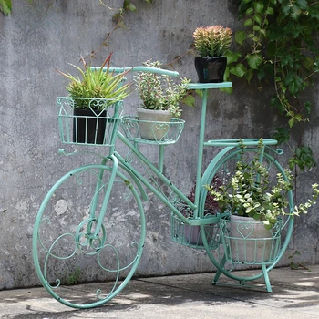 Креативный ретро велосипед, цветочная полка, европейский железный многоэтажный сад, украшение балкона, Цветочный горшок, подставка для растений на открытом воздухе