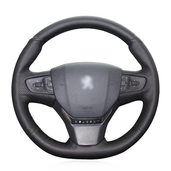 Сшитая вручную Нескользящая Прочная Кожа Из Микроволокна Для Покрытия Рулевого колеса Автомобиля Для Peugeot 408 2014 2015
